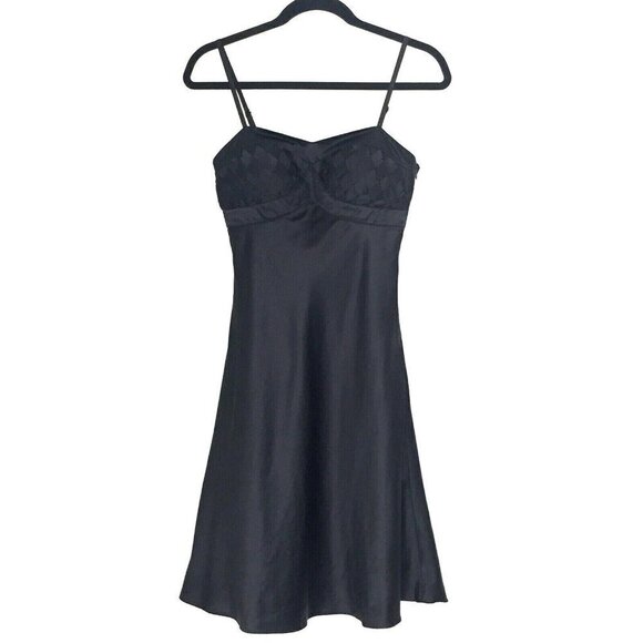 Petit Monde Womens size Small Lined Slip Dress Sleeveless Empire Waist Black NEW - Picture 1 of 8
